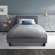  Bed Frame Single Size Base Mattress Platform Fabric Wooden Grey NEO