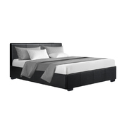 Double Size PU Leather and Wood Bed Frame Headboard - Black