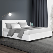 Queen Size PU Leather and Wood Bed Frame Headboard -White
