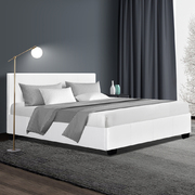  Queen Size PU Leather and Wood Bed Frame Headboard -White