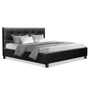 Double Full Size Bed Frame Base Mattress Platform Black Leather Wooden SOHO