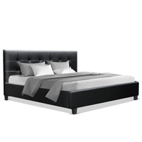 King Size Bed Frame Base Mattress Platform Black Leather Wooden SOHO