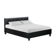 Artiss Queen Size Bed Frame Base Mattress Platform Black Leather Wooden SOHO