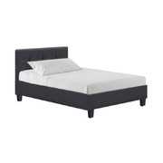 Bed Frame Single Size Base Mattress Platform Fabric Wooden Charcoal SOHO