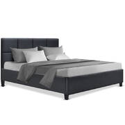 TINO Double Size Bed Frame Base Fabric Headboard Wooden Mattress