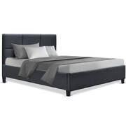 TINO Single Size Bed Frame Base Fabric Headboard Wooden Mattress