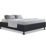 Artiss Double Size Bed Base Frame Mattress Platform Fabric Wooden Charcoal TOMI