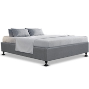 Queen Polyester Fabric Bed Base Grey