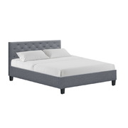Double Size Fabric Bed Frame Headboard - Grey