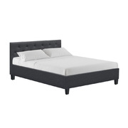 Double Full Size Bed Frame Base Mattress Fabric Wooden Charcoal VANKE