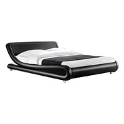 Double Size Bed Frame Base Mattress Platform Black Leather Wooden FLIO