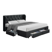Artiss Double Full Size Bed Frame Base Mattress With Storage Drawer Charcoal Fabric MILA