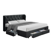  Double Full Size Bed Frame Base Mattress With Storage Drawer Charcoal Fabric MILA