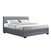 ROCA King Size Gas Lift Bed Frame Base With Storage Mattress Grey Fabric