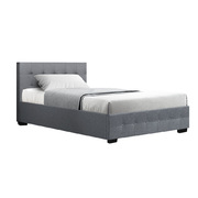  ROCA King Single Size Gas Lift Bed Frame Base With Storage Mattress Grey Fabric