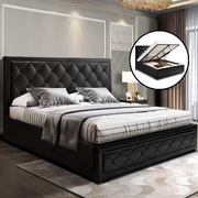 Bed Frame Queen Size Gas Lift Base With Storage Mattress Leather