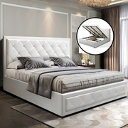 TIYO King Size Gas Lift Bed Frame Base With Storage Mattress White Leather