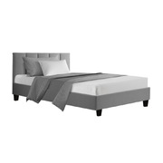 Bed Frame King Single Size Mattress Base Platform Fabric Wooden Grey