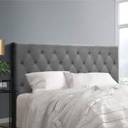 King Size Bed Head Headboard Bedhead Fabric Frame Base CAPPI Grey