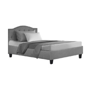 Bed Frame Single Size Base Mattress Platform Fabric Wooden Grey LARS