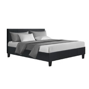 Bed Frame Double Full Size Base Mattress Platform Fabric Wooden Charcoal NEO