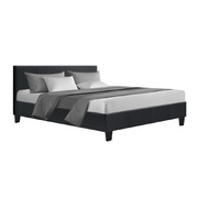 Bed Frame Queen Full Size Base Mattress Platform Fabric Wooden Charcoal NEO