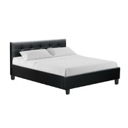 Bed Frame PU Leather - Black Queen