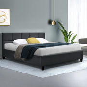 Bed Frame Queen Mattress Base Platform Fabric TINO - Charcoal