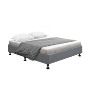 Bed Frame Base Double Size Mattress Wooden Fabric Grey