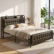 Double Bed Frame Storage Headboard Charging Station | EXTG