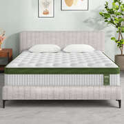 BedStory King Bed Frame with Mattress Set Platform Base Pocket Coil Linen Upholstered
