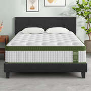 Queen Bed Frame and Mattress Set Platform Upholstered Hybrid Pocket Coil