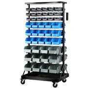 90 Storage Bin Rack Stand Double-Sided Wheels