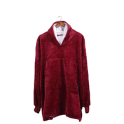 Plush Fleece Hoodie Blanket Pajamas Burgundy