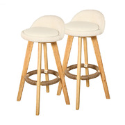 4x Fabric Swivel Bar Stool -Cream