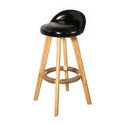 2x Leather Swivel Bar Stool Kitchen Stool Black