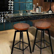 3pc Industrial Pub Table Bar Stools Wood Chair Set