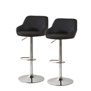 2x Bar Stools Kitchen Barstools PU Leather Chairs Gas Lift Swivel Black