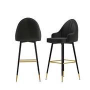 2xBar Stools Kitchen Dining Chairs Swivel Velvet Black