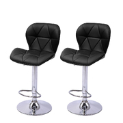 2x Bar Stools Kitchen Barstools PU Leather Chairs Gas Lift Swivel Black