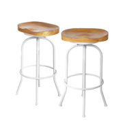 Adjustable height Wooden Barstools Swivel Vintage Chair-White