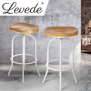  Adjustable height Wooden Barstools Swivel Vintage Chair-White