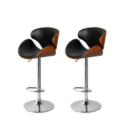 1x Kitchen Bar Stools Gas Lift Beech Wooden PU leather Black