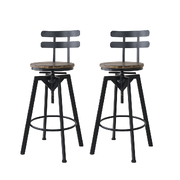  Industrial Adjustable Swivel Bar Stools With Back Wood Counter Chairs x1