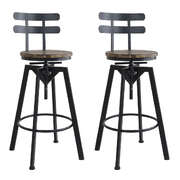Ergonomic 2x Bar Stool Industrial Adjustable - High Back Support