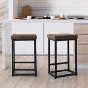  Upholstered Bar Stools Backless Leather Metal Kitchen Counter Chairs x2