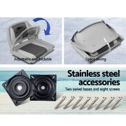 2X Folding Boat Seats Marine Seat Swivel Low Back 4Cm Padding Grey