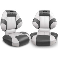 Seamanship Set of 2 Folding Swivel Boat Seats - White & Grey