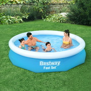 305x66cm Above Ground Round Inflatable Pool w/ Filter Pump 3200L