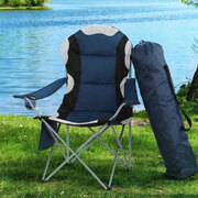 2X Camping Chairs Folding Arm Chair Portable Camping Garden Fishing